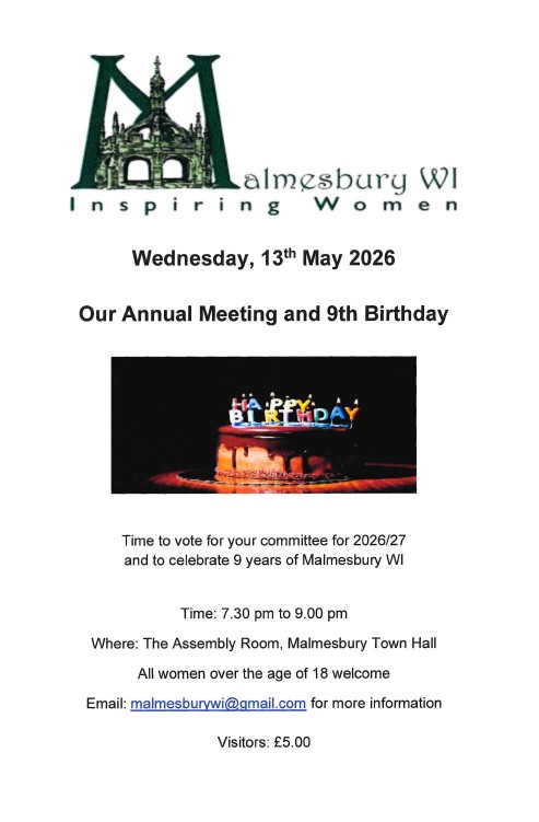 Malmesbury WI - May Meeting - Annual Meeting &amp; 9th Birthday